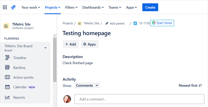 Jira Start Timer