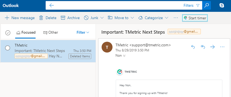 TMetric Outlook Integration